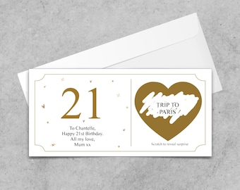 Personalised Birthday Scratch To Reveal Voucher,Special Birthday Surprise Scratch Card 18th, 21st, 30th,40th,50th,60th,70th,any occasion