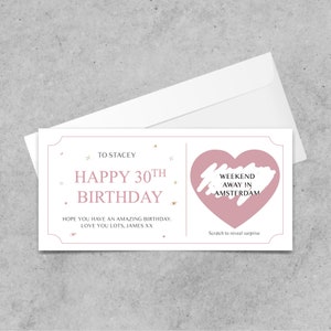 Personalised Birthday Scratch To Reveal Voucher, Special Birthday Surprise Scratch Card, 18th, 21st, 30th, 40th, 50th, 60th, 70th Birthday ROSE GOLD