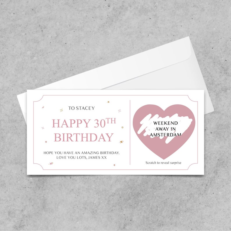 Bon d'anniversaire personnalisé à gratter pour révéler, carte à gratter surprise spéciale anniversaire, 18e, 21e, 30, 40e, 50e, 60e, 70e anniversaire ROSE GOLD