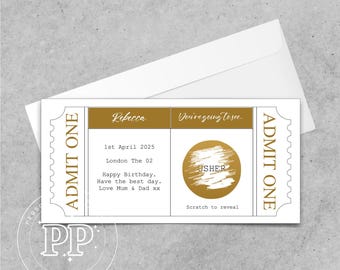 Surprise Concert Ticket Gift, Favourite Artist Concert Ticket, Scratch to Reveal Card, Concert Reveal Gift, Christmas Birthday, Anniversary