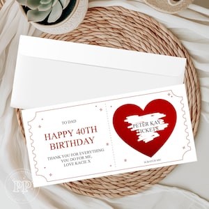 Carte à gratter surprise personnalisée, ticket cadeau 40e anniversaire, cadeau des fêtes de fin d&#39;année à gratter, ticket surprise, bon cadeau, cadeau d&#39;anniversaire