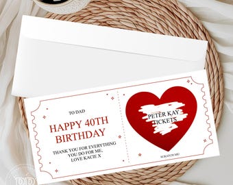 Personalised Surprise Scratch Card, 40th Birthday Gift Ticket, Scratch Reveal Holiday Gift, Surprise Ticket, Gift Voucher, Birthday Gift