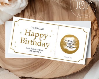 Birthday Scratch Card, Personalised Scratch to Reveal Card, Personalised Birthday Scratch Card, Luxury Scratch Ticket, Happy Birthday