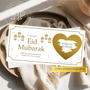 Carte à gratter personnalisée Eid Mubarak, carte à gratter surprise des fêtes, carte à gratter argent, cadeau de l'Aïd, carte à gratter or, cadeau en argent, Aïd