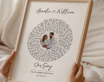 Custom Lyric Print, Wedding Song, Our Song Print, First Dance Print, First Anniversary Gift, Paper Anniversary