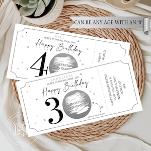 Carte à gratter personnalisée d'anniversaire, carte à gratter surprise pour 40e anniversaire, tout ticket à gratter surprise d'anniversaire, bon à gratter pour révéler.