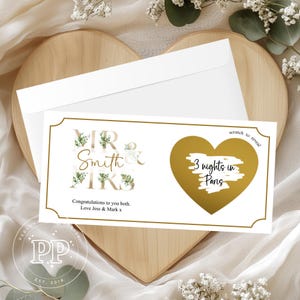 Carte à gratter personnalisée pour le jour du mariage, Carte à gratter félicitations pour mariage surprise, Chèque-cadeau à gratter pour révéler, Cadeau pour le jour du mariage, Monsieur et Madame