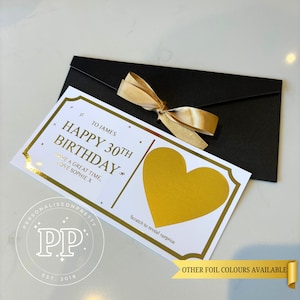 Bon d'anniversaire personnalisé à gratter pour révéler, carte à gratter spéciale anniversaire surprise, 18e, 21e, 30, 40e, 50e, 60e, 70e anniversaire