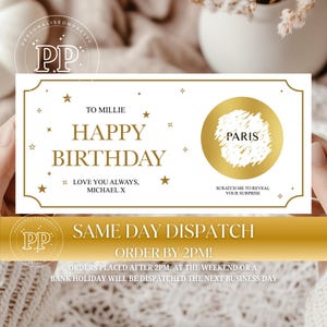 Carte d'anniversaire à gratter, bon d'achat personnalisé, carte d'anniversaire personnalisée à gratter, ticket d'anniversaire à gratter pour révéler, cadeau de joyeux anniversaire