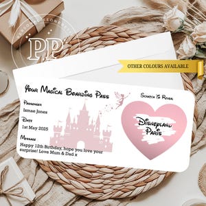 Carte à gratter personnalisée pour parc à thème, Paris, Californie, parc à thème en Floride, château de conte de fées, Noël, Halloween, bon d'anniversaire