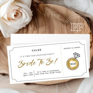 Billet surprise enterrement de vie de jeune fille à gratter, future mariée, fête nuptiale, invitation à un enterrement de vie de jeune fille, jeune fille surprise à destination, ticket surprise, enterrement de vie de jeune fille