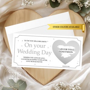 Cadeau pour le jour du mariage, bon d'achat pour un voyage, lune de miel, carte-cadeau à gratter pour révéler, cadeau pour mariage, carte à gratter personnalisée
