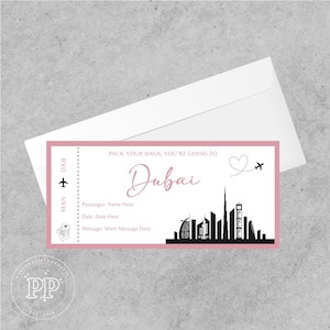 Billet surprise personnalisé, bon d'anniversaire, occasion spéciale, bon pour un séjour en ville, carte d'embarquement, cadeau non emballé