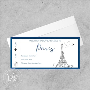 Carte d'embarquement personnalisée pour les fêtes, bon personnalisé pour des vacances surprises, billet pour une destination de vacances surprise, cadeau de vacances