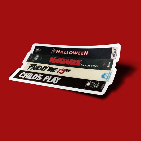 80's Classic Horror Movie VHS Stack Sticker