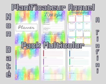 Pack agenda A5 non daté à imprimé Multicolor