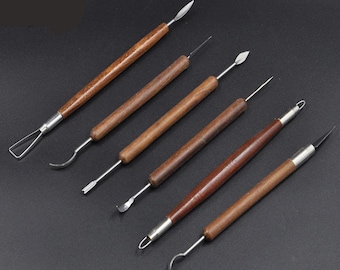 Set of 6 Double-Ended Sculpting and Shaping Tools for Pottery, Ceramics, and Clay.