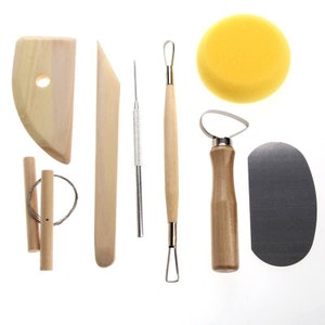 Set of 8 Pottery Tools Starter Kit. Beginner Tool Set for Working with Pottery, Clay, and Ceramics.