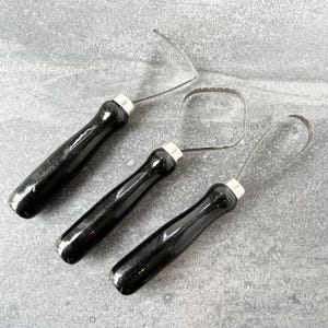 Set of 3 Large Loop Tools with Flat & Serrated Wire. Trimming Tools for Pottery, Ceramics, and Clay.