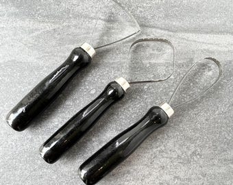 Set of 3 Large Loop Tools with Flat & Serrated Wire. Trimming Tools for Pottery, Ceramics, and Clay.