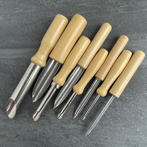 Set of 8 Stainless Steel Circle and Semicircle Pottery Hole Punch Tools. Sculpting, Shaping Tools for Clay