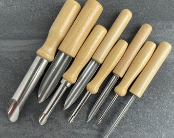 Set of 8 Stainless Steel Circle and Semicircle Pottery Hole Punch Tools. Sculpting, Shaping Tools for Clay