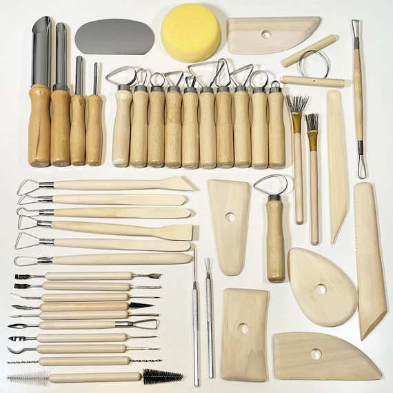 Set of 46 Pottery Tools for Working with Ceramics and Clay.