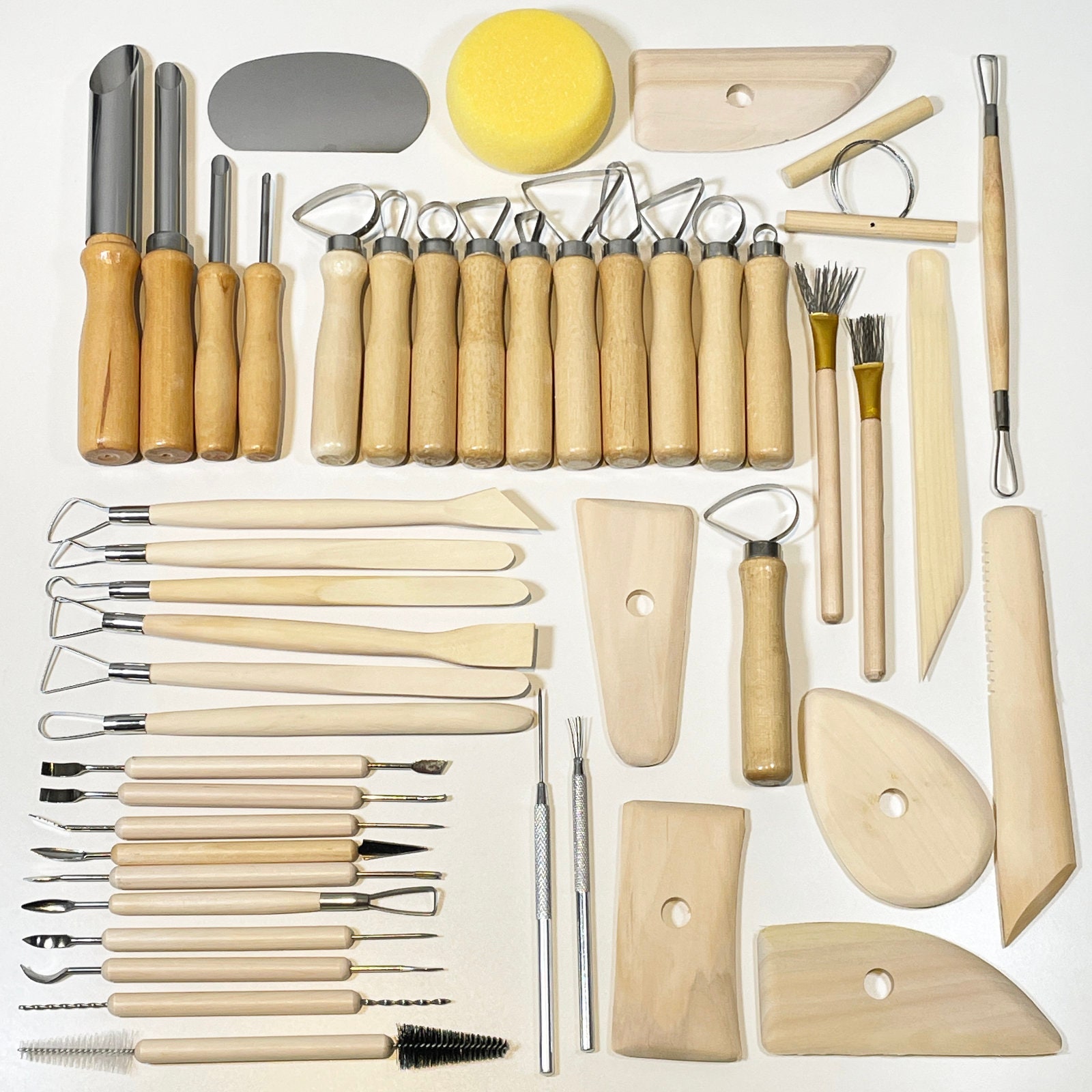 Set of 46 Pottery Tools for Working with Ceramics and Clay.
