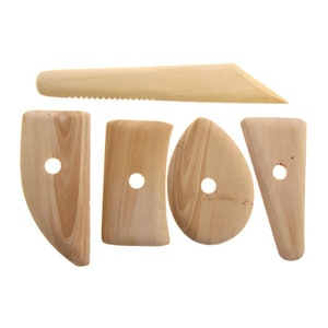 Set of 5 of Wood Ribs for Sculpting and Shaping Pottery, Ceramics, and Clay.