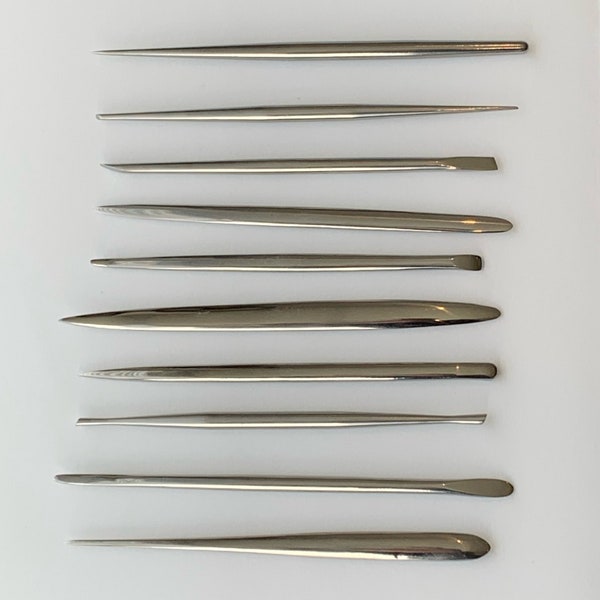 Set of 10 High Quality Metal Sculpting Tools for Pottery, Ceramics, and Clay Projects