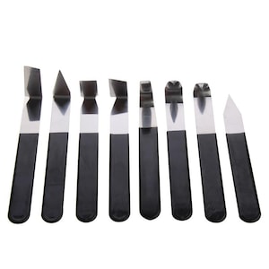 Set of 8 Stainless Steel Chattering Tools for Pottery, Ceramics, and Clay Sculpting and Shaping.
