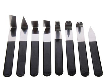 Set of 8 Stainless Steel Chattering Tools for Pottery, Ceramics, and Clay Sculpting and Shaping.