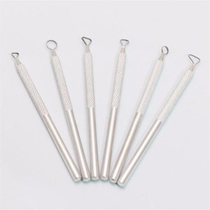 Set of 6 Aluminum Pottery Ribbon Tools. Loop Trimming Tools for Working with Pottery and Clay.