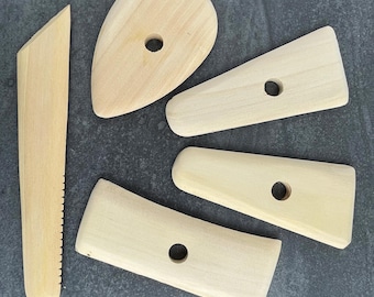 Set of 5 of Wood Ribs for Sculpting and Shaping Pottery, Ceramics, and Clay.