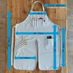 Pottery Apron with Split Leg and Pockets for Pottery Tools. Perfect for Working with Clay made with Canvas Material in Light Grey. image 2