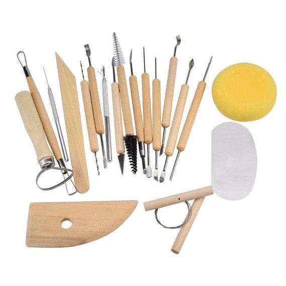Set of 19 Pottery Tools Starter Kit. Sculpting and Shaping Tools for Pottery, Ceramics, and Clay.