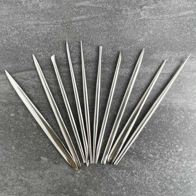 Set of 10 High Quality Metal Sculpting Tools for Pottery, Ceramics, and Clay Projects image 2