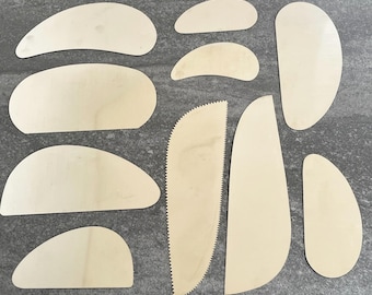 Set of 10 Stainless Steel Pottery Ribs (Set B). Rib Tools for Pottery, Ceramics, and Clay.