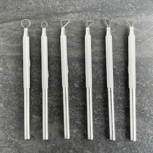 Conjunto de 6 ferramentas de fita de alumínio para cerâmica. Ferramentas de corte de laços para trabalhar com cerâmica e argila.