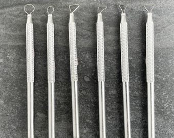 Set of 6 Aluminum Pottery Ribbon Tools. Loop Trimming Tools for Working with Pottery and Clay.