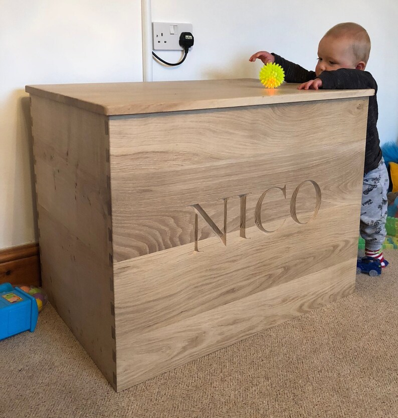 Solid Oak Personalised Toy Box Etsy UK