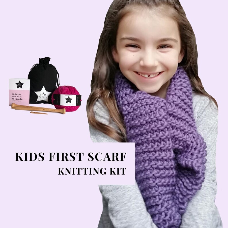 Kids First Scarf Knitting Kit Beginner Knitting Kit Video Etsy