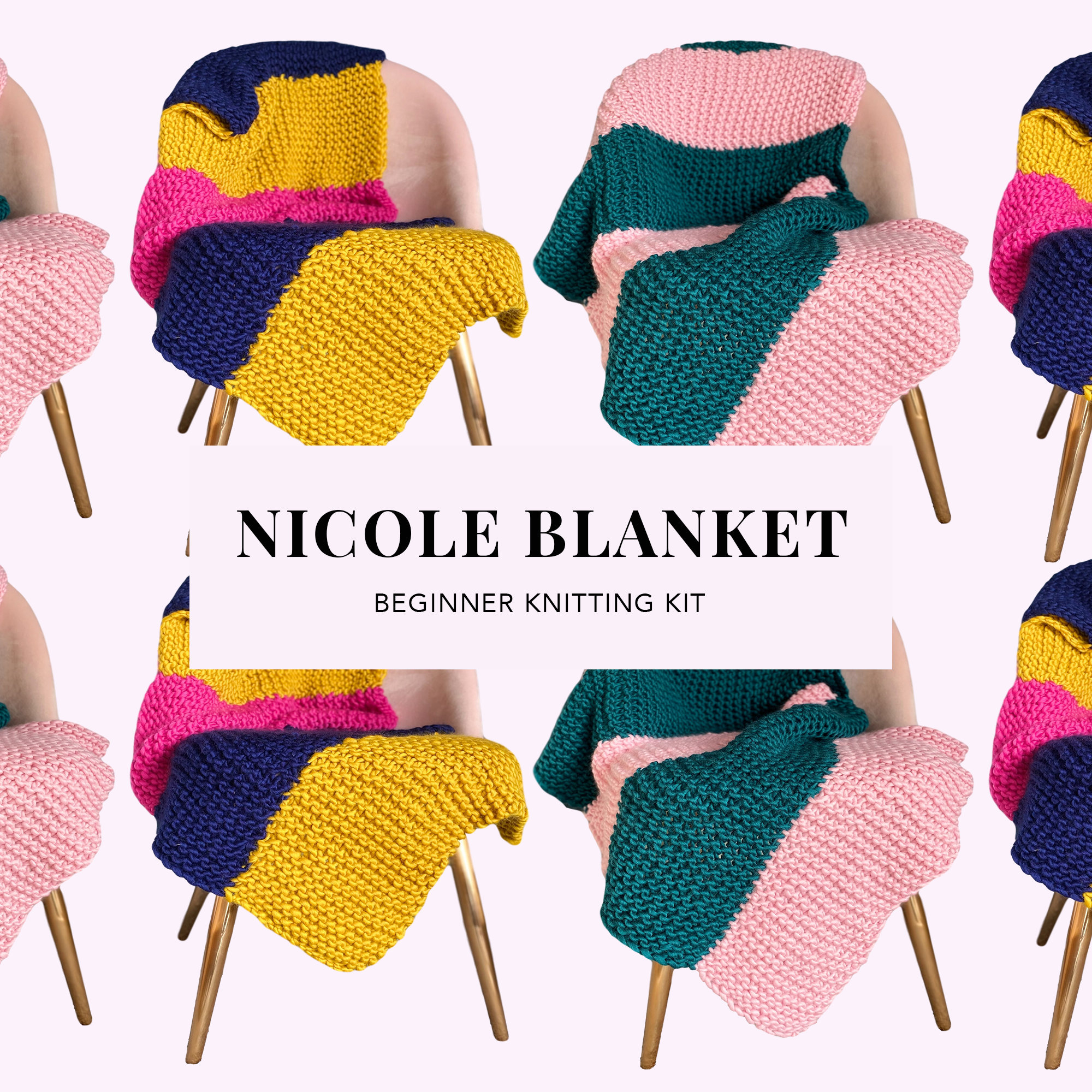 Beginner Blanket Knitting Kit Nicole Blanket Knitting Kit Etsy
