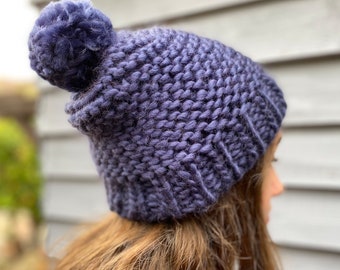 Easy Hat Knit Kit | Freddie Hat Knitting Kit - Make Your Own Pom Pom Hat - Two Sizes!