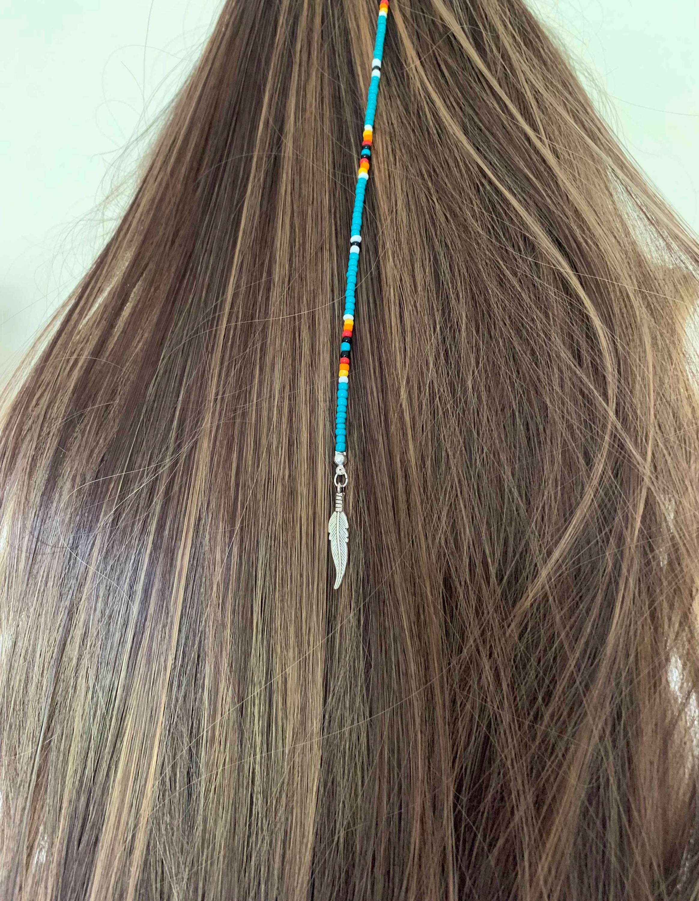 Turquoise Beaded Hair Wrap Clip In: Western Turquoise  display picture 1
