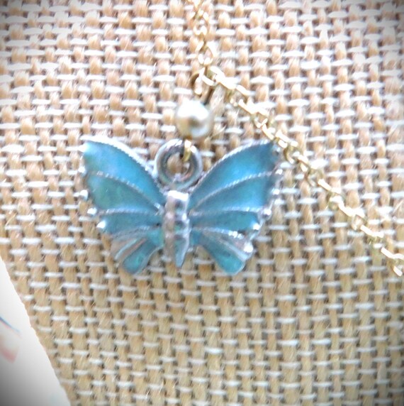 Vintage Enamel Summer Charm Necklace, Flower Charms, Pearls, Gold Chain View 5