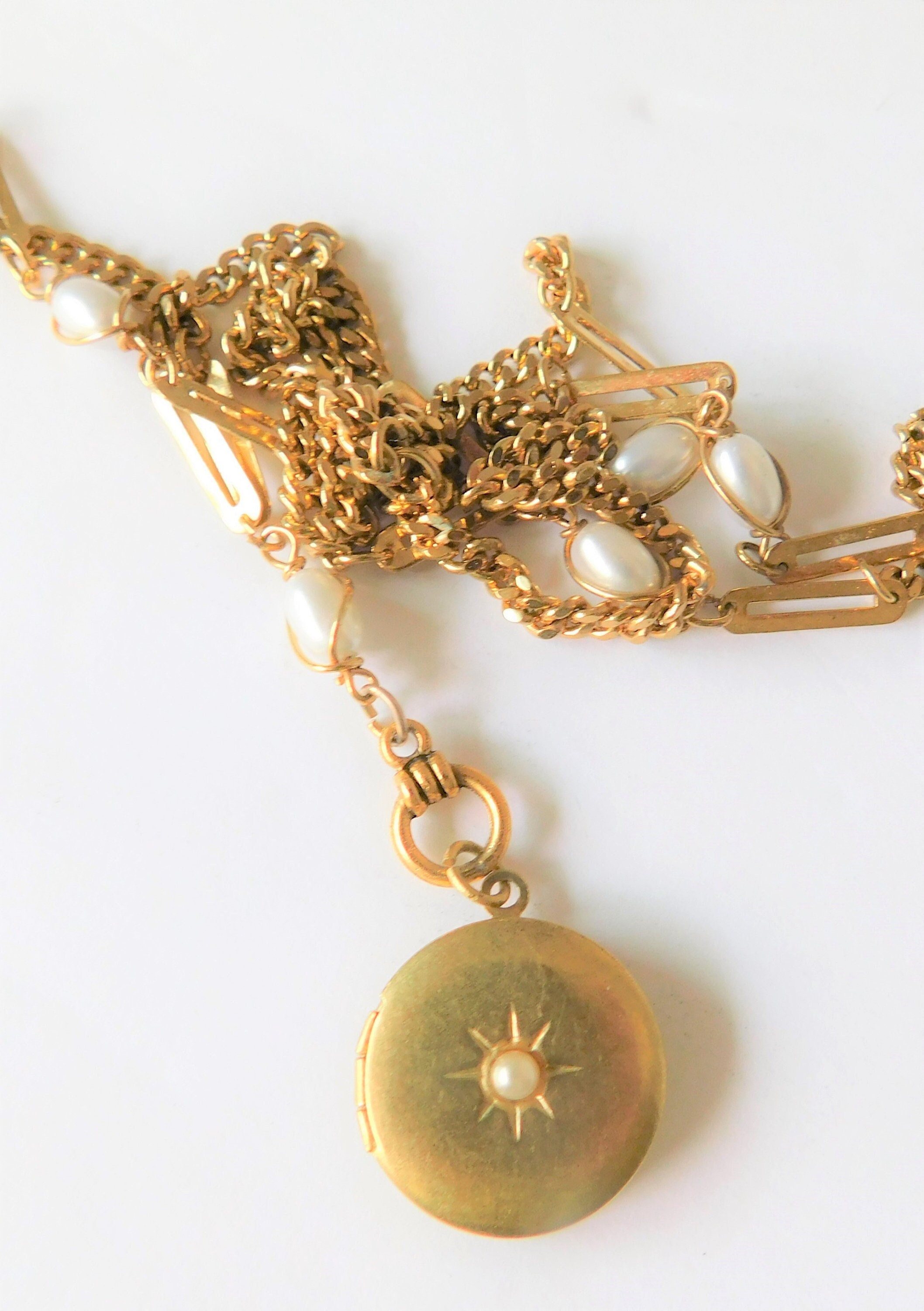 Small Round Gold Locket Girls Women Teen Seed Pearl Large - Etsy