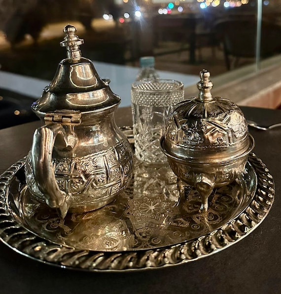 Handmade Moroccan Silver Tea Set - Etsy