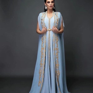 Moroccan Kaftan, Nikkah Dress, Elegant Hand Beaded & Embroidered Caftan For Brides, Eid And Special Occasions