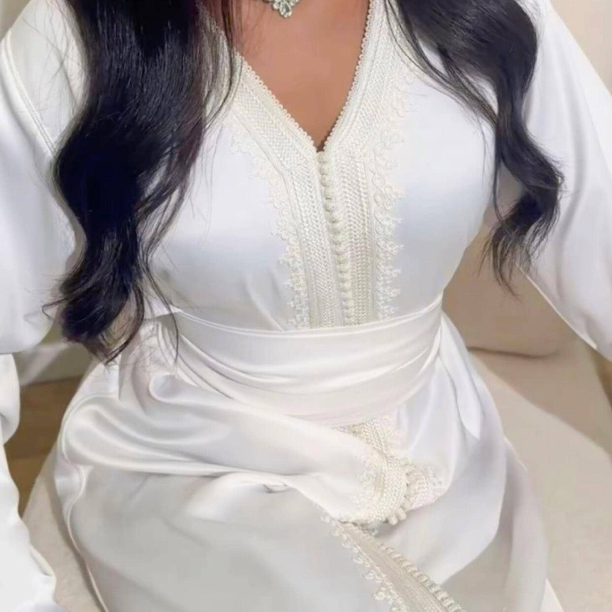 Caftan Blanc Robe Caftan Simple 2018 Rob Caftan Muslim Women Dress